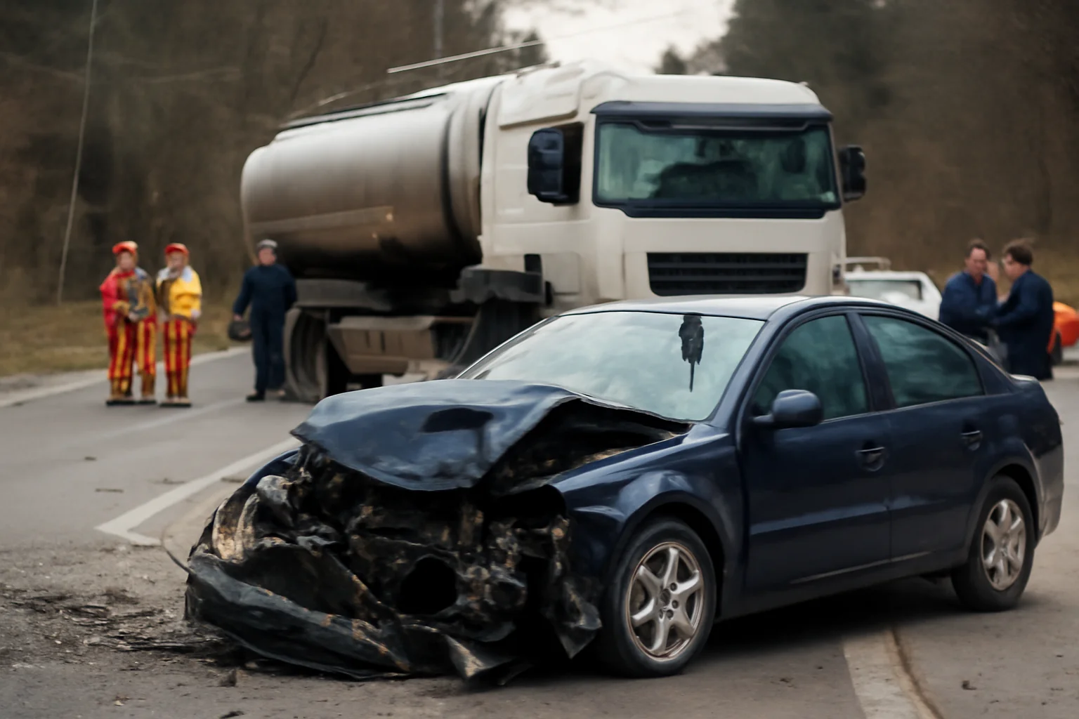 Accident grav în Predeal: autoturism și autocisternă colidate, trafic blocat