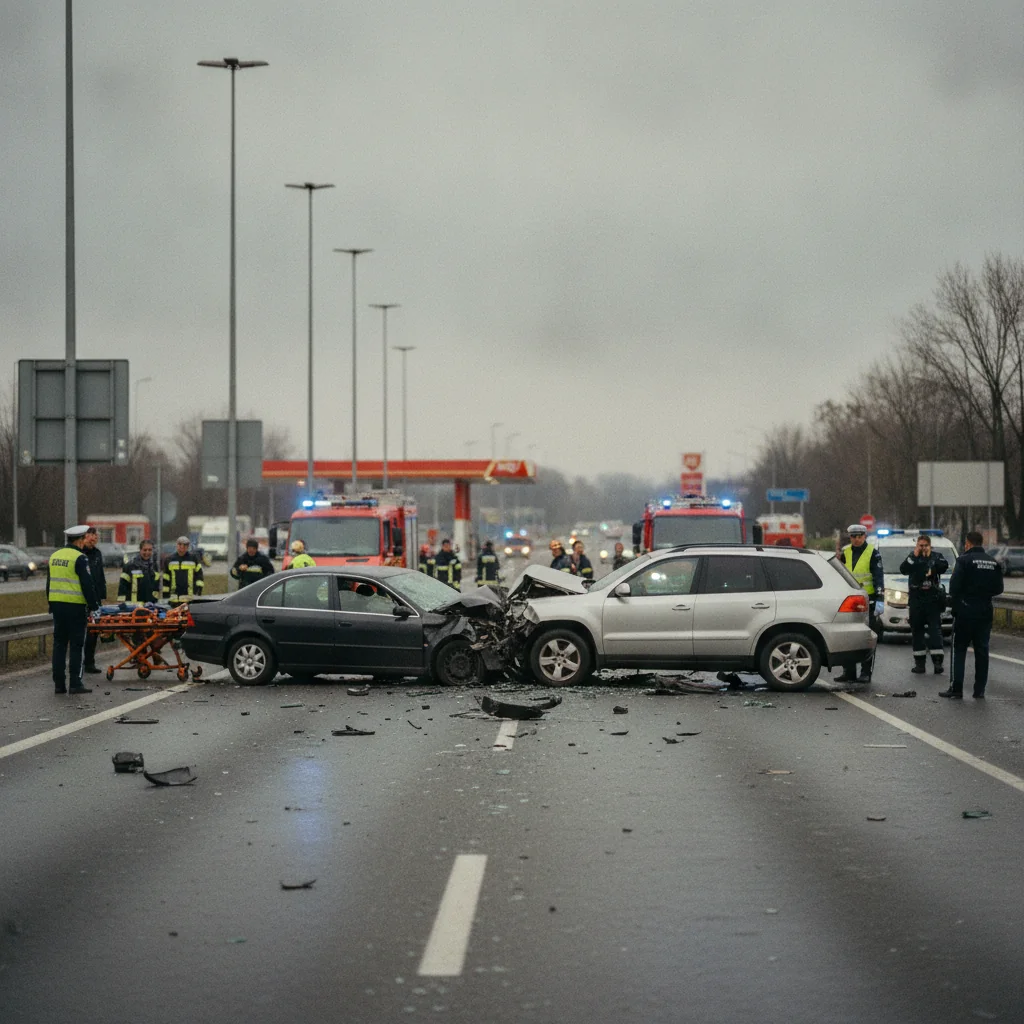 Accident pe DN1, la ieșirea din Brașov: intervenție SMURD după o posibilă coliziune frontală