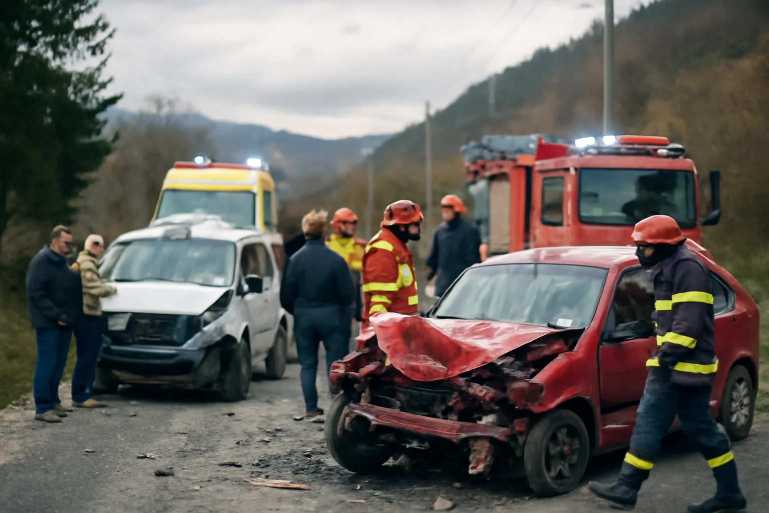 Accident rutier cu 12 persoane implicate pe DN1, în zona Sâmbăta de Jos, județul Brașov