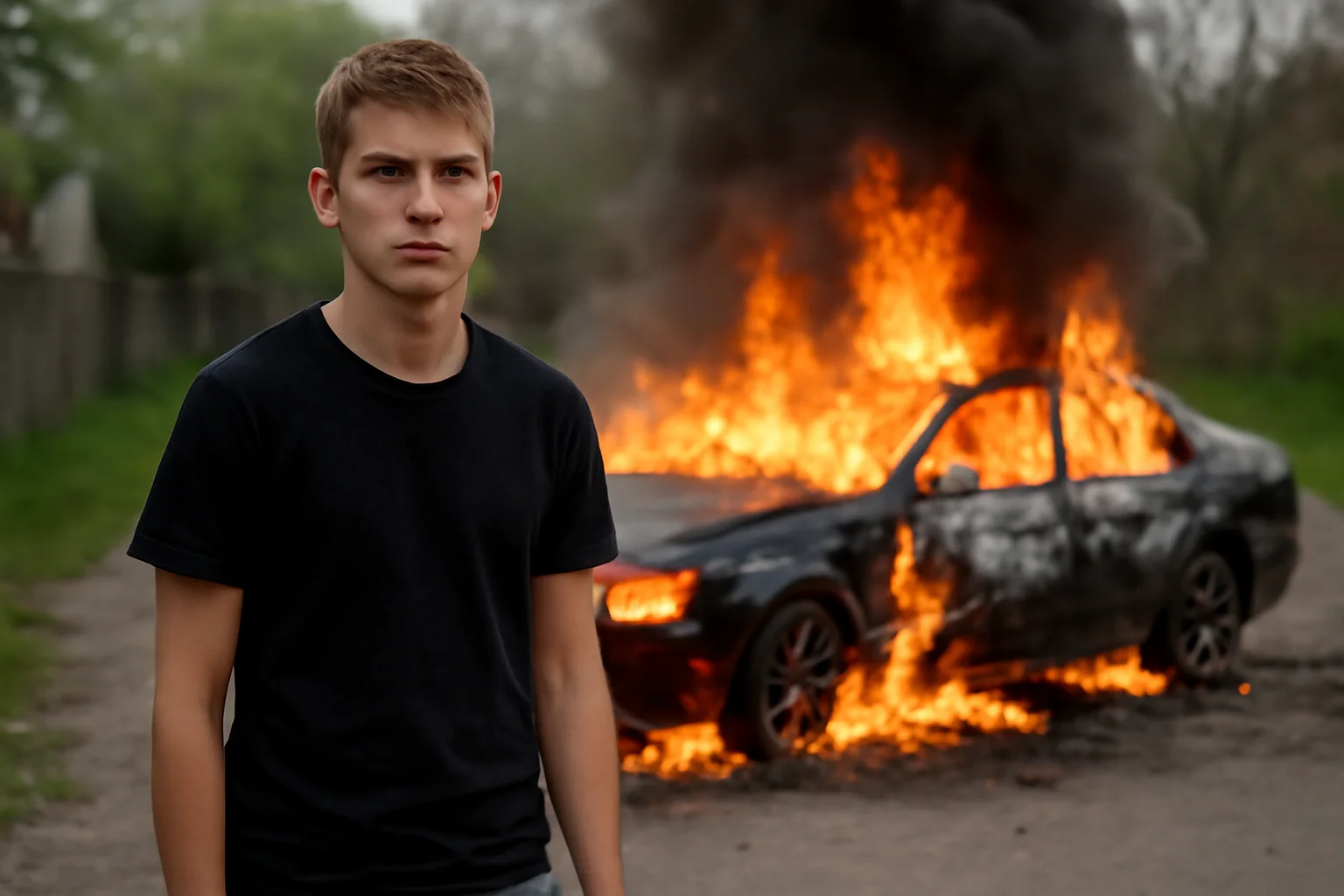 Adolescent din Brașov dă foc unei mașini pentru a demonstra că acceptă un challenge online extrem