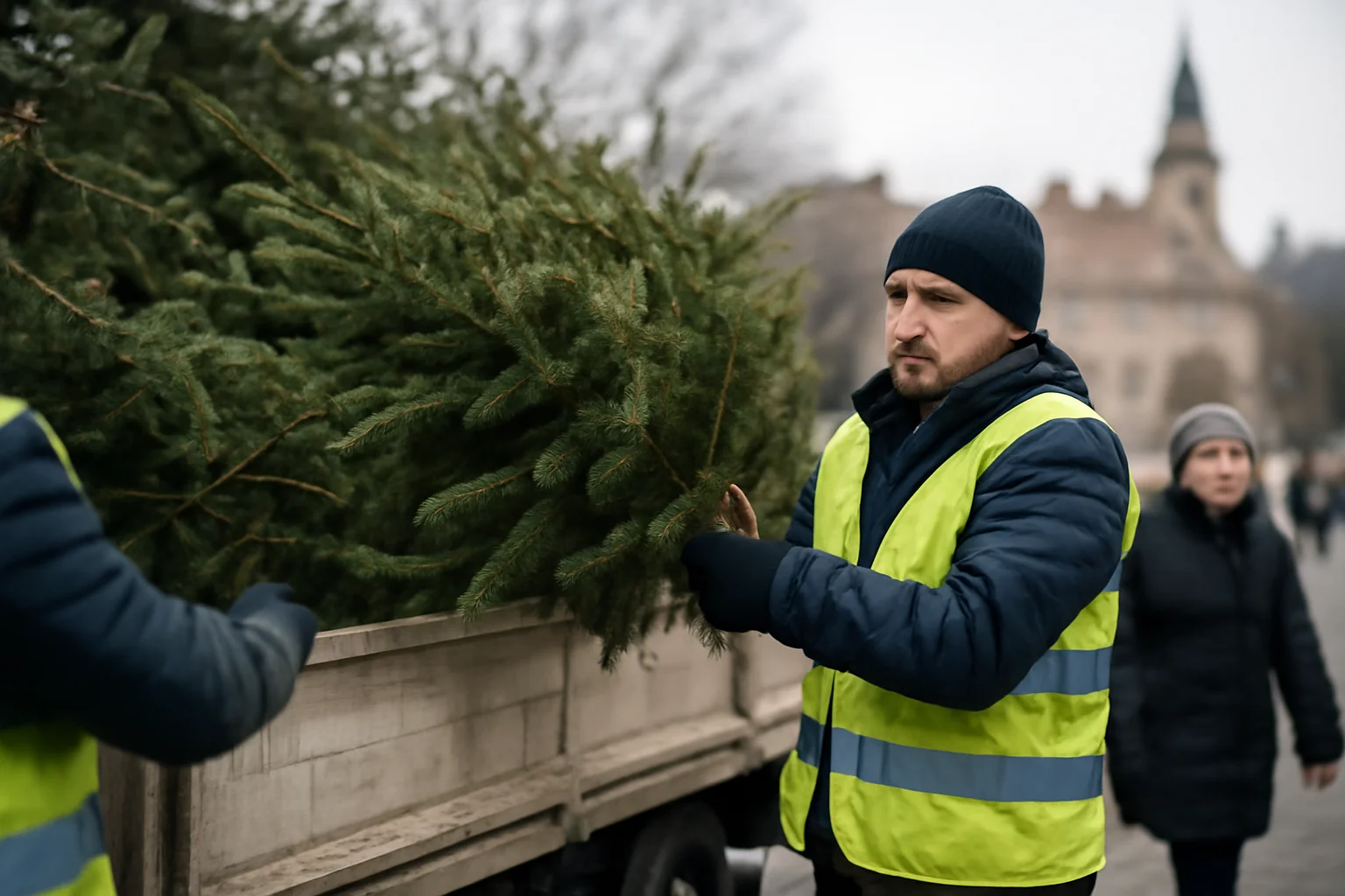 Brașov: campanie de colectare a brazilor de Crăciun derulată etapizat în cartiere