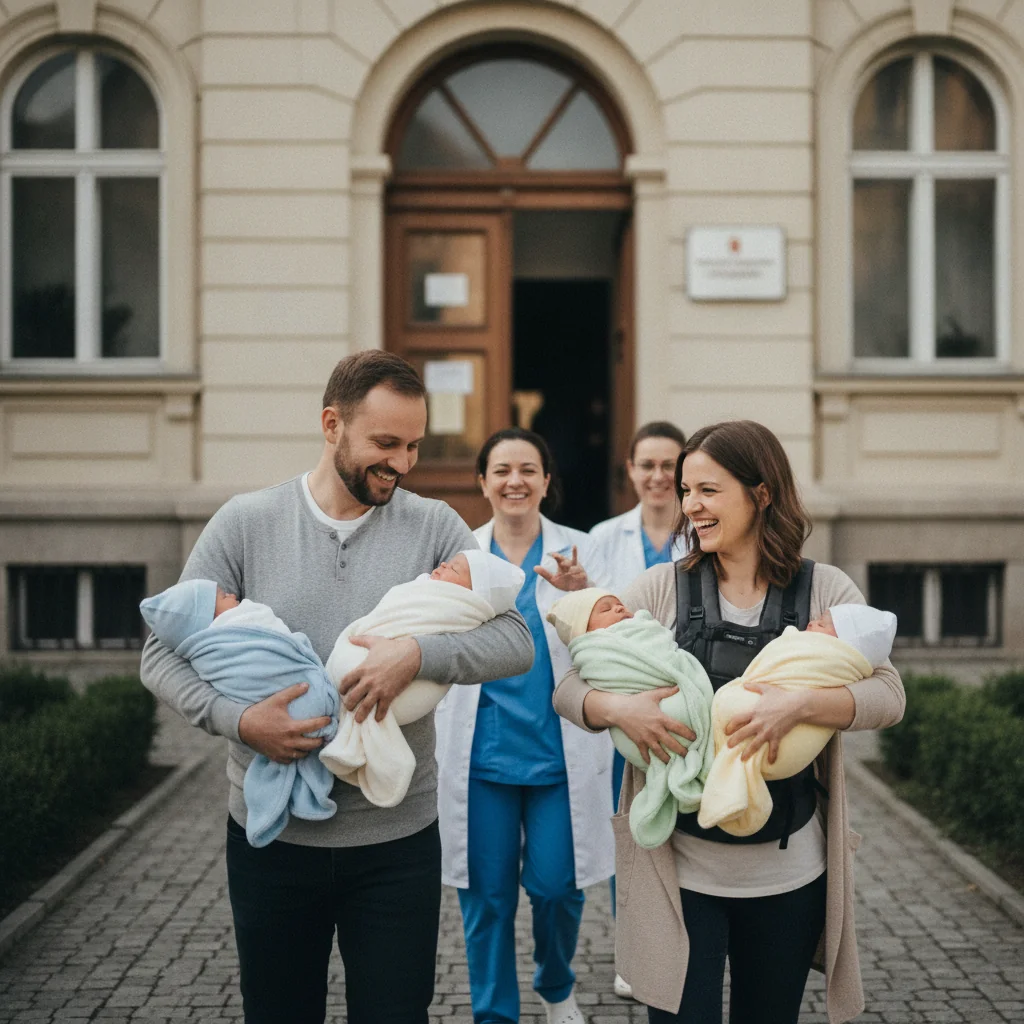 Brașov: patru cvadrupleți născuți la 750 de grame au fost externați