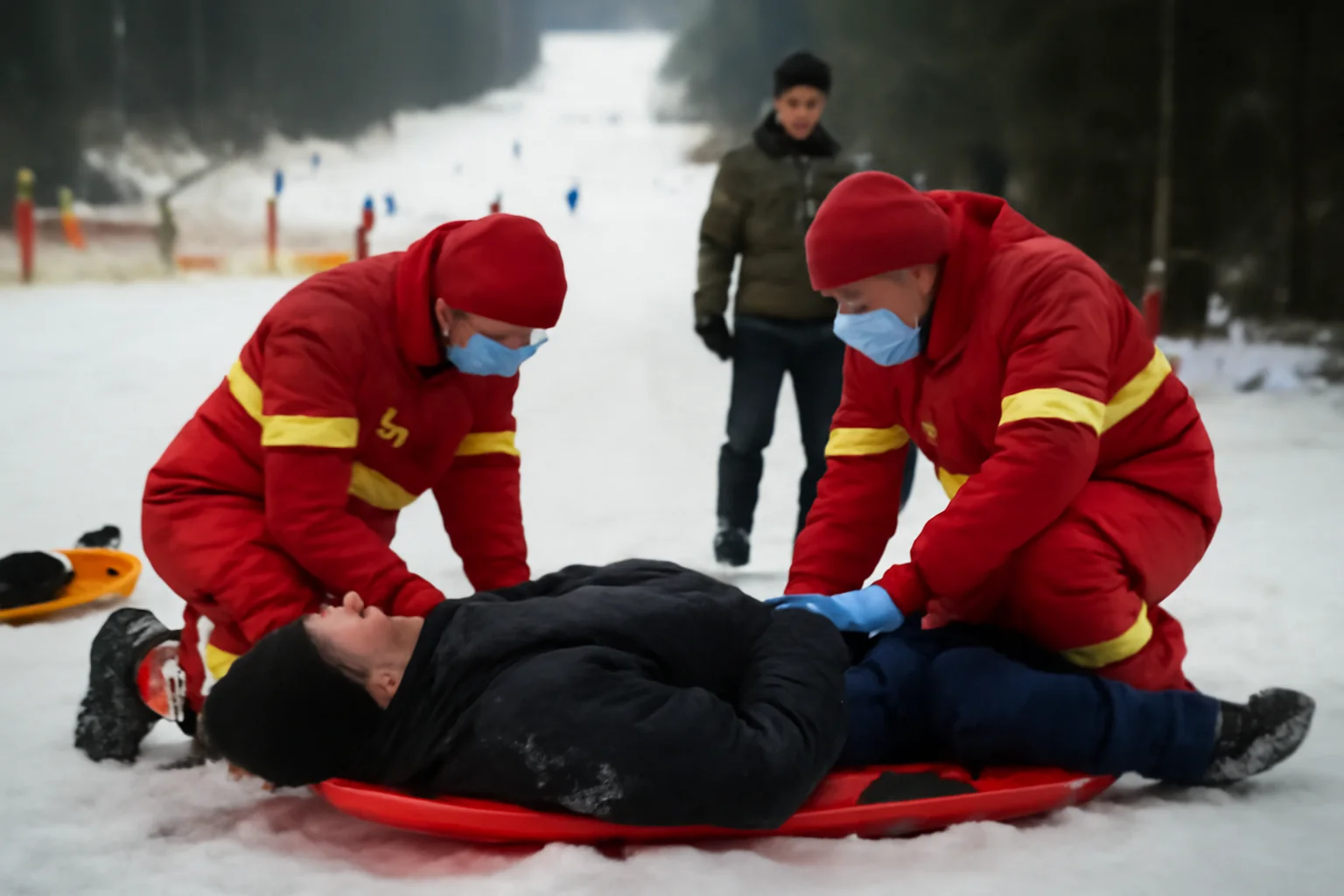 Femeie rănită la săniuș pe o pârtie din Predeal, județul Brașov