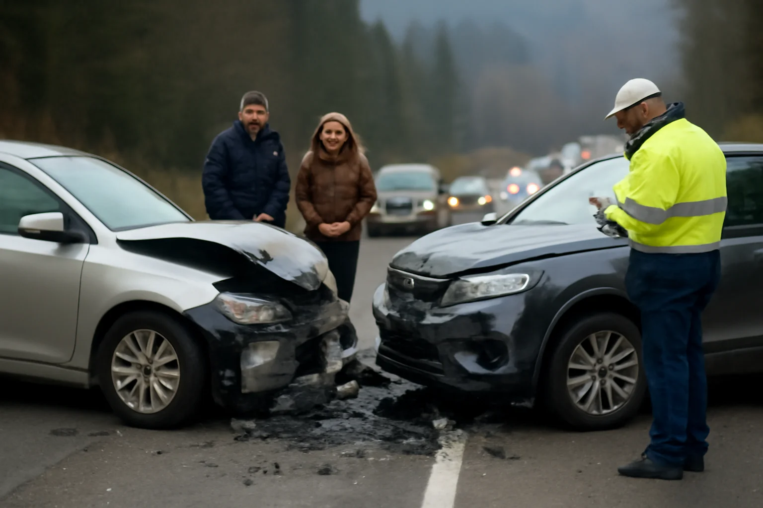 FOTO / Coliziune rutieră pe DN1 între Timișul de Sus și Predeal, cu trafic blocat și circulație îngreunată