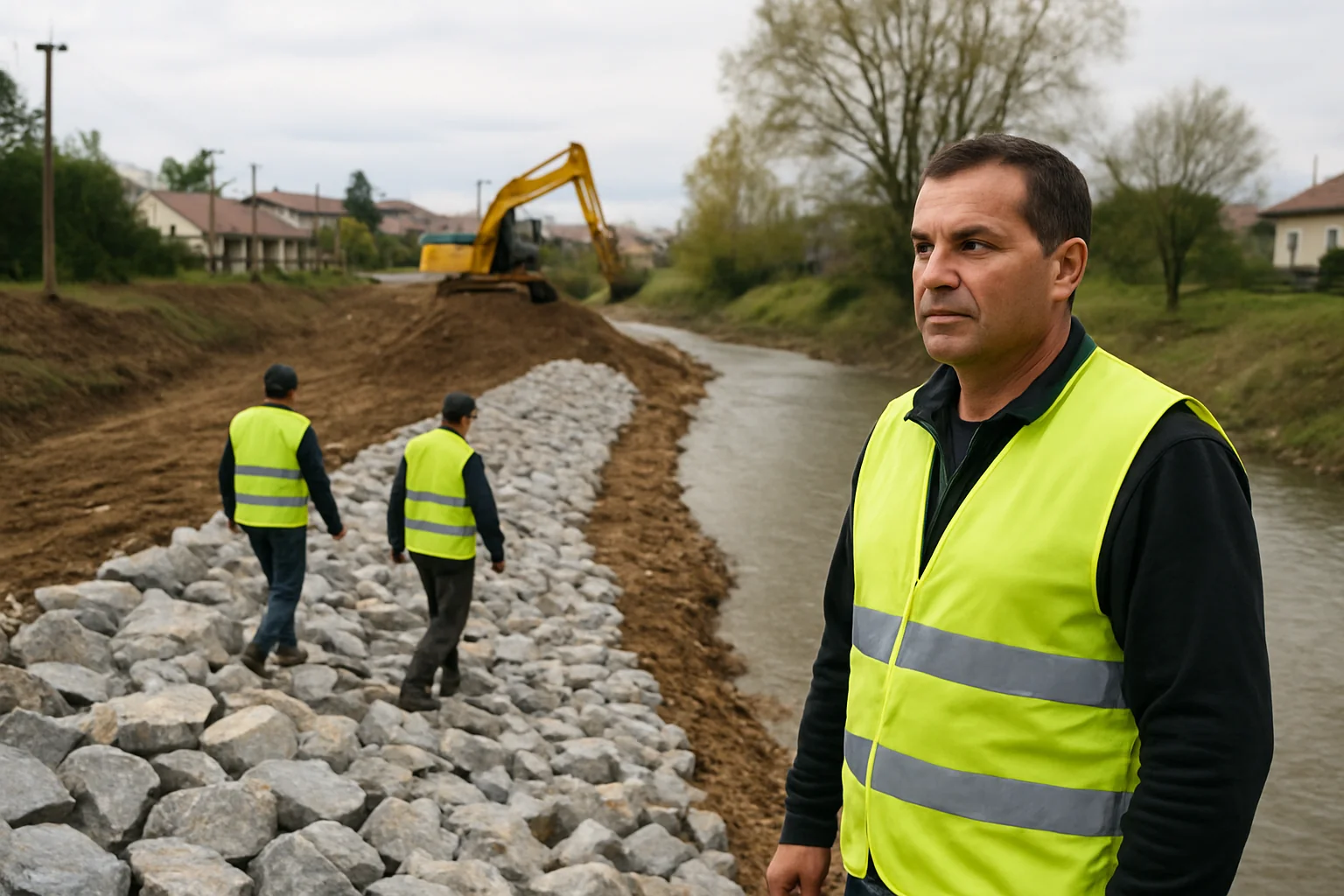 Lucrări de consolidare diguri pe Ghimbășel cu fonduri UE