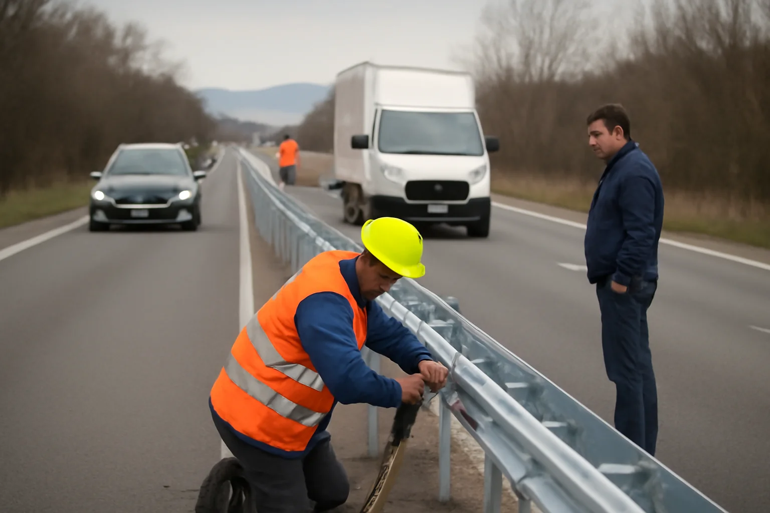 Montare separatoare de sens pe Drumul Brașov-Cristian