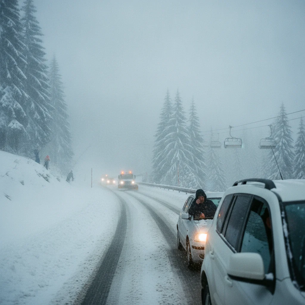 Ninsoare pe Transfăgărășan și în Poiana Brașov. Salvamontiștii recomandă prudență