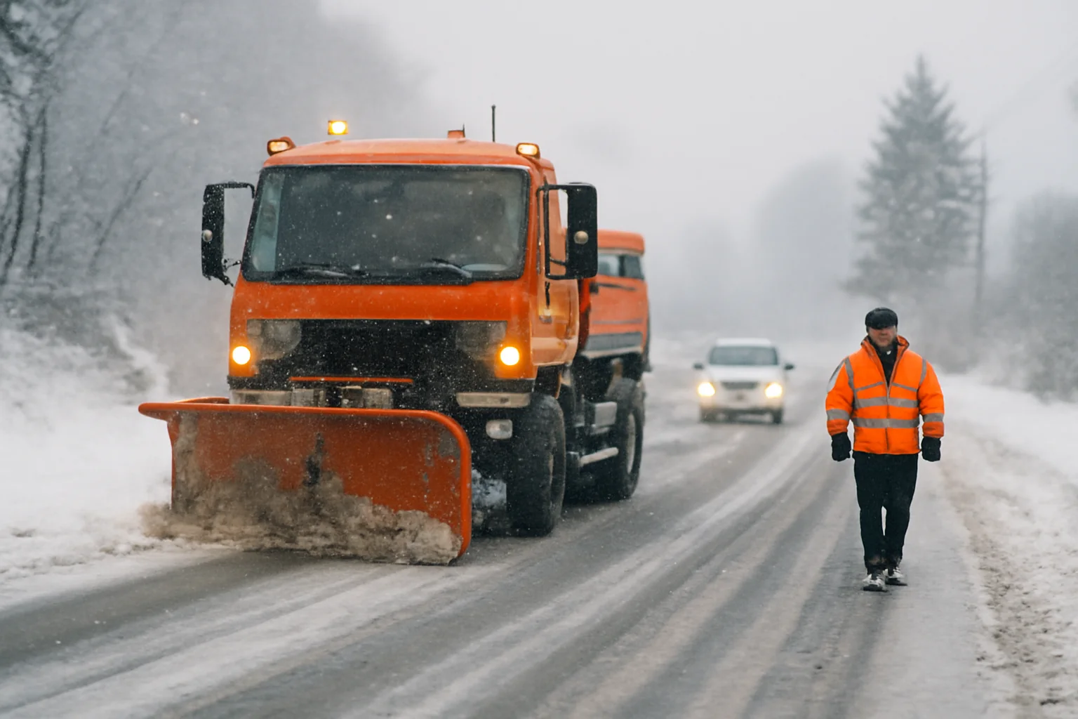 Ninsori afectează drumurile din Brașov și Covasna