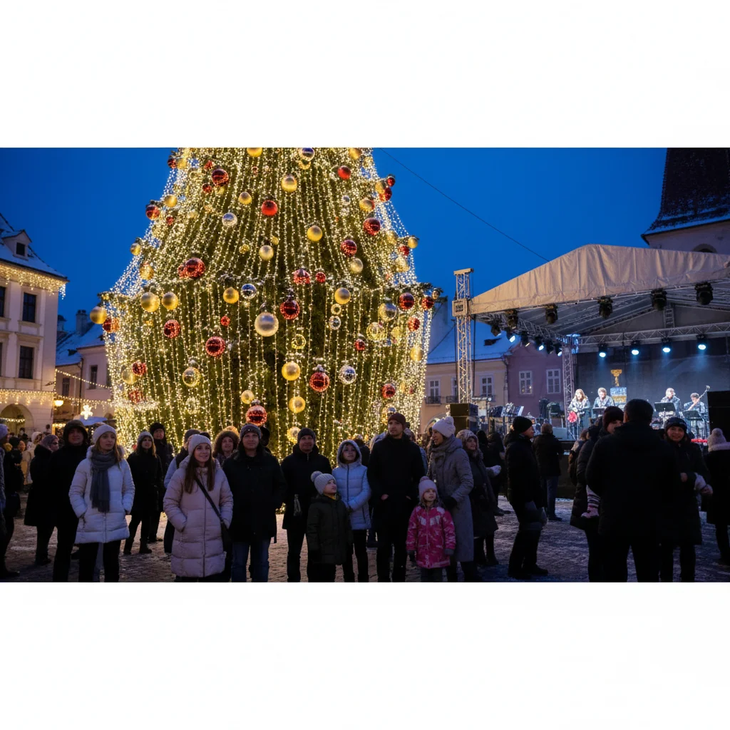 ora aprinderii luminițelor și concertul de Crăciun duminică