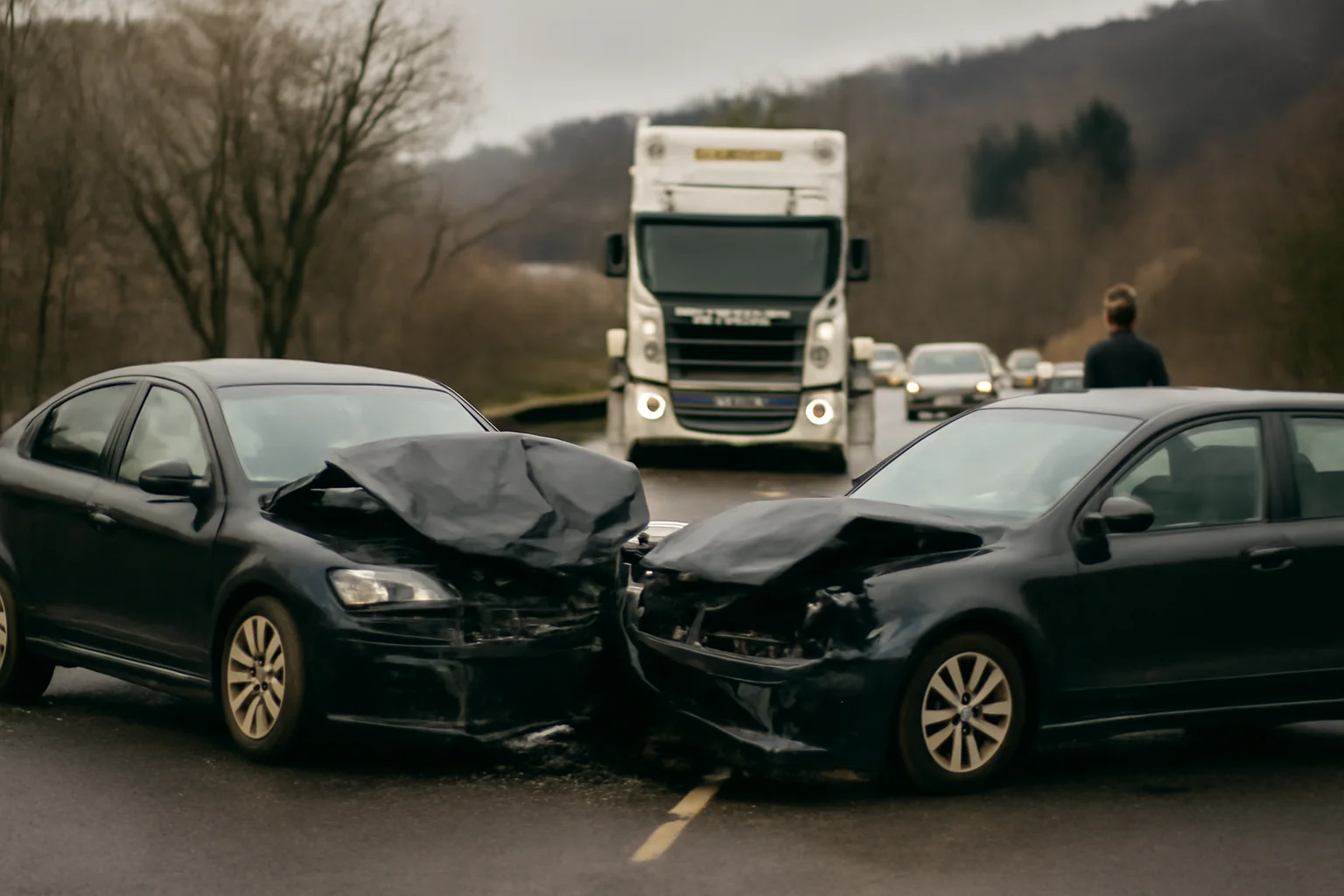 Trafic îngreunat pe DN1, în apropiere de Brașov, după un accident cu două autoturisme la Timișu de Sus