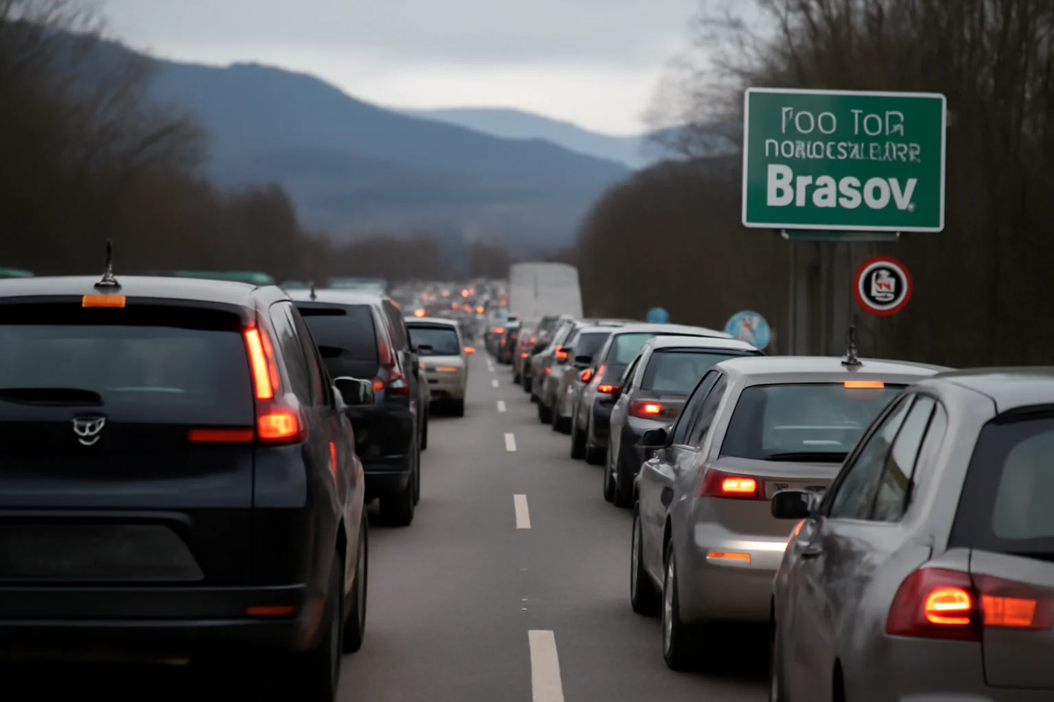 Trafic îngreunat pe DN1 spre Brașov în ajun de Revelion 2025