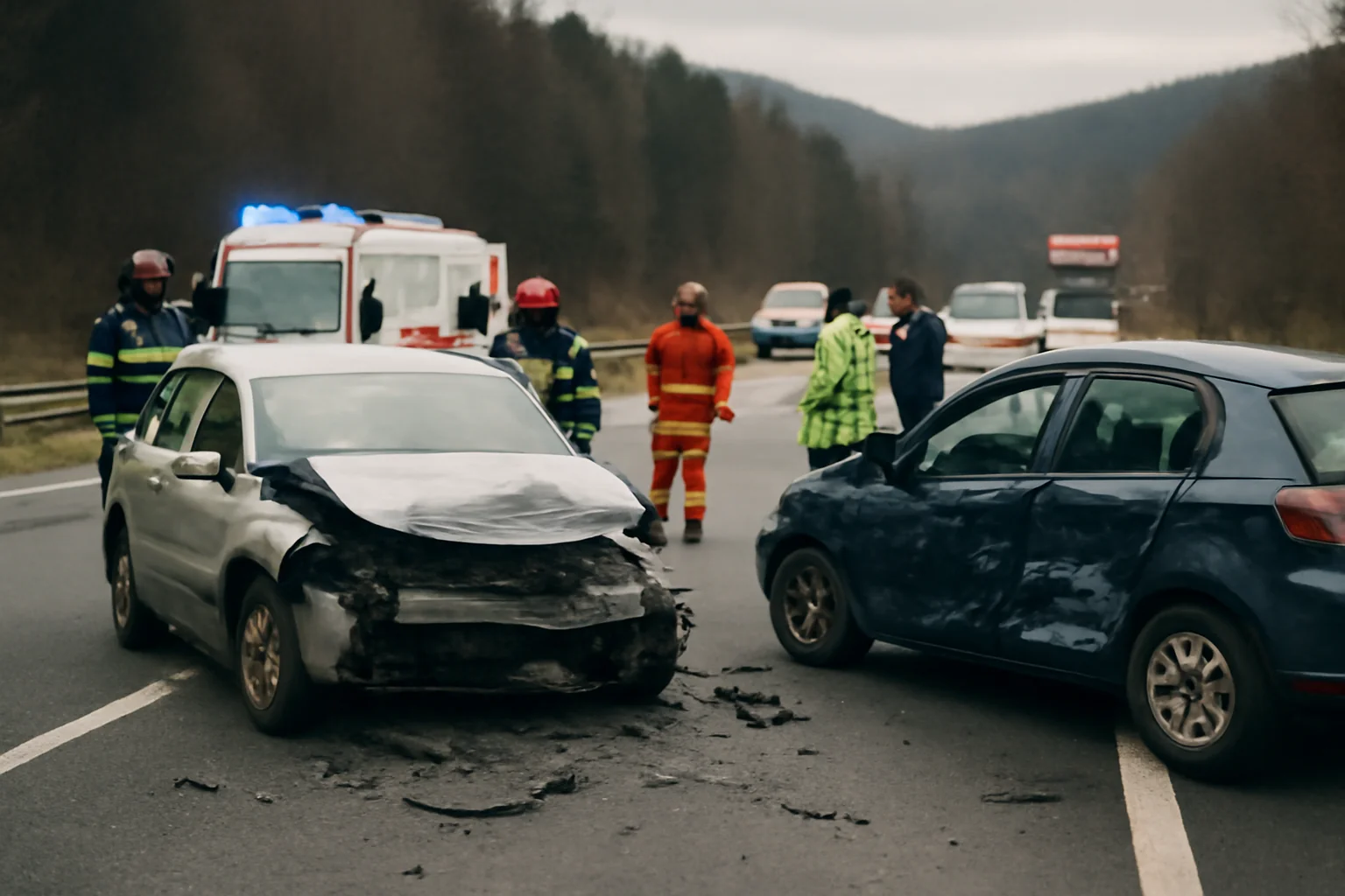 Trafic îngreunat spre Brașov după un accident cu două autoturisme pe DN1 la Timișu de Sus