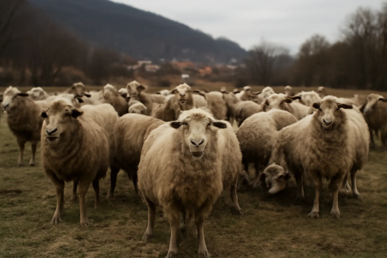 Turmă de oi găsită fără hrană, apă și adăpost în ger, la Brașov