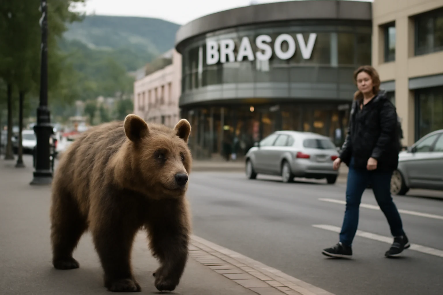 Urs filmat pe o stradă din Brașov și un altul lângă mall, în aceeași zi