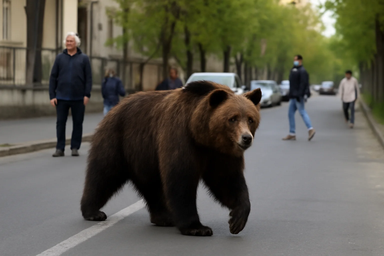 Urs pe strada Dr. Gheorghe Baiulescu, surprins în plină zi
