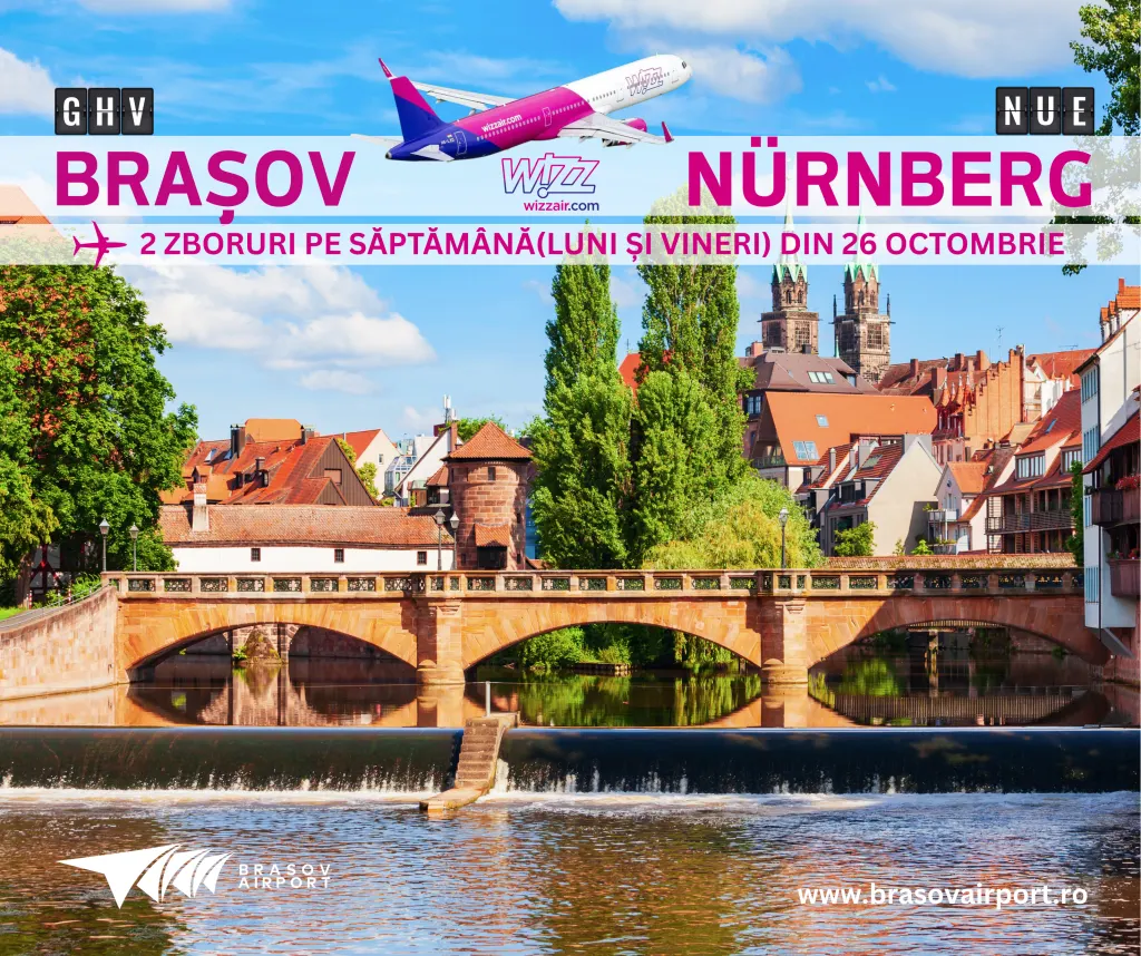 Zborul Brașov–Nürnberg, din nou disponibil la rezervare pe Wizz Air